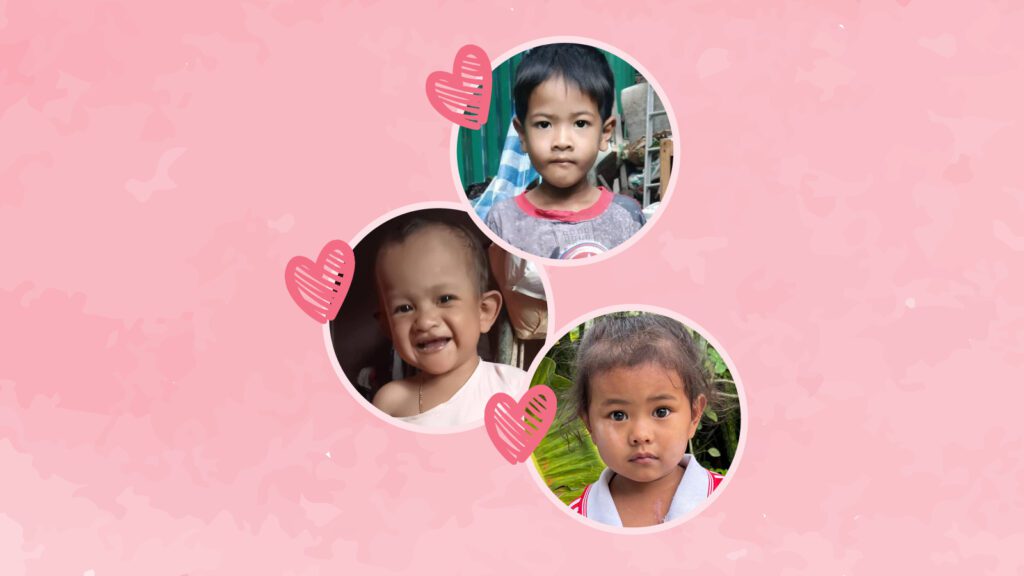 Three young children who need medical care for their heart conditions