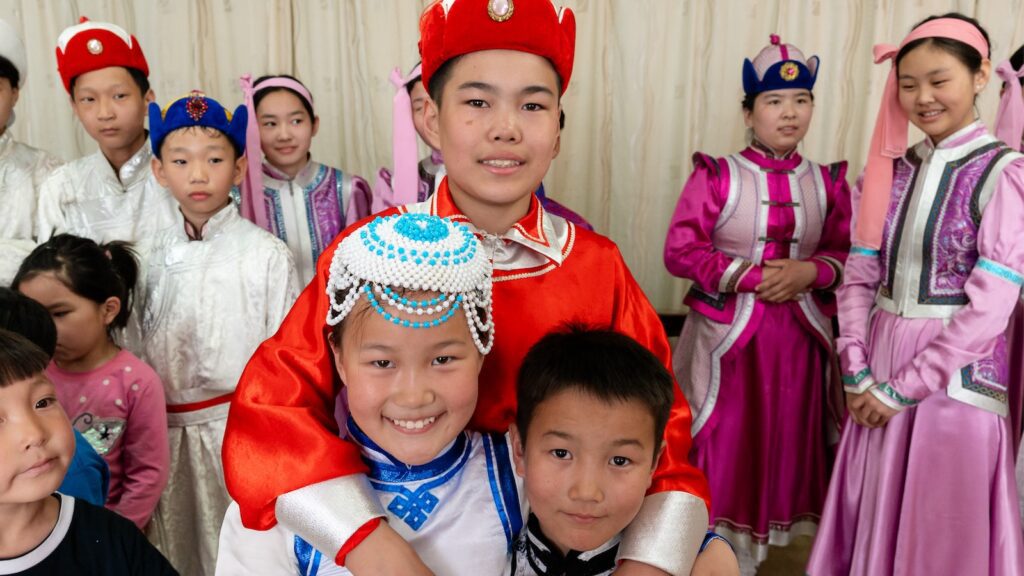 Children wearing beautiful costumes to celebrate Christmas